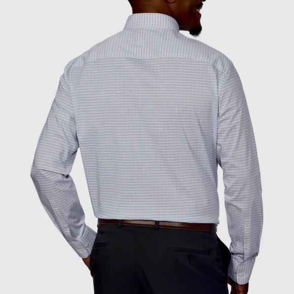 Calvin Klein Dress Shirt, Stretch, White/Blue Plaid, Neck, 17-17 1/2, 34/35, NWT - Picture 2 of 16